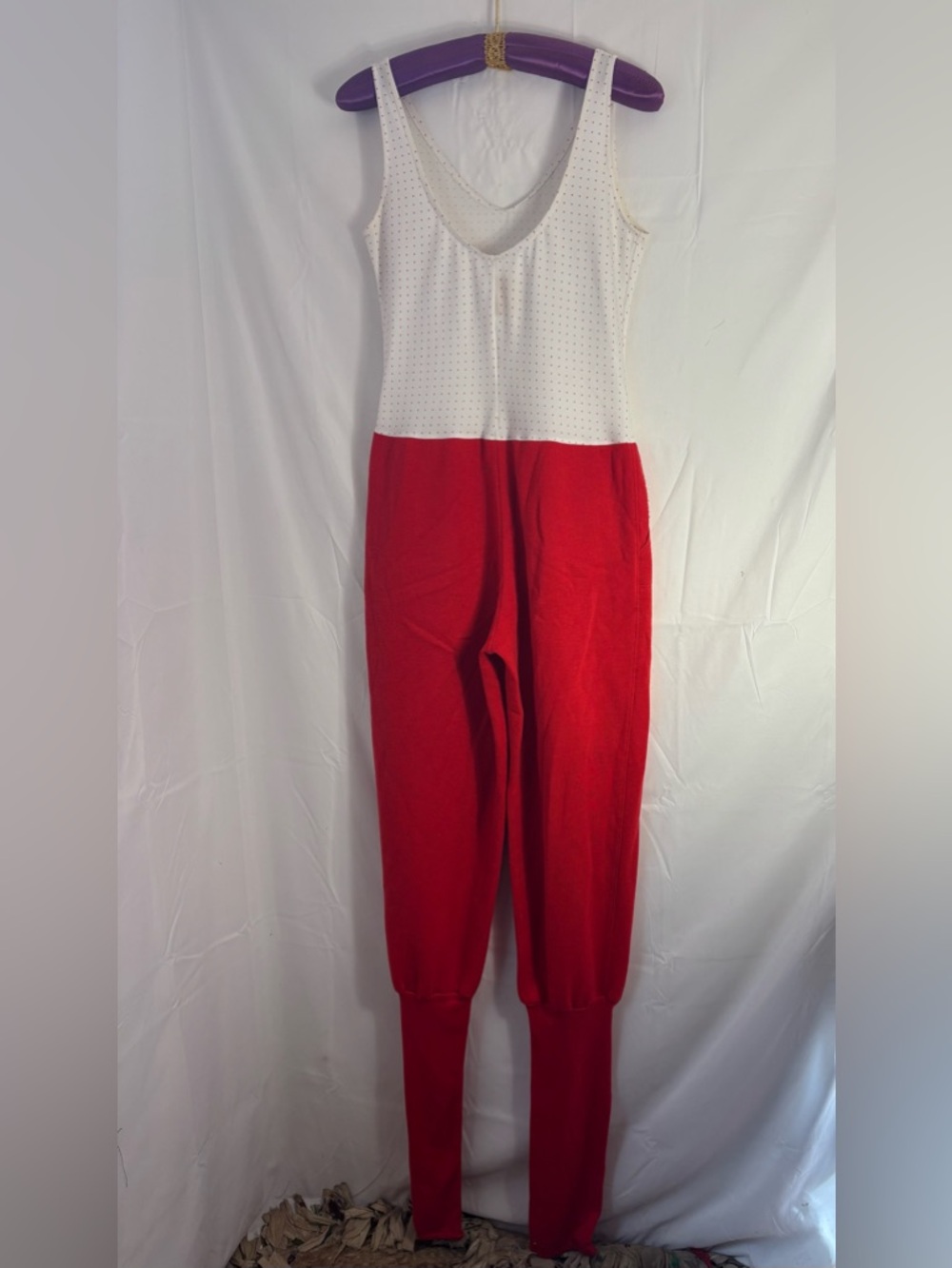 VTG Clown Core White + Red Polka Dot Jumpsuit Maximalist Size S - Picture 3 of 9